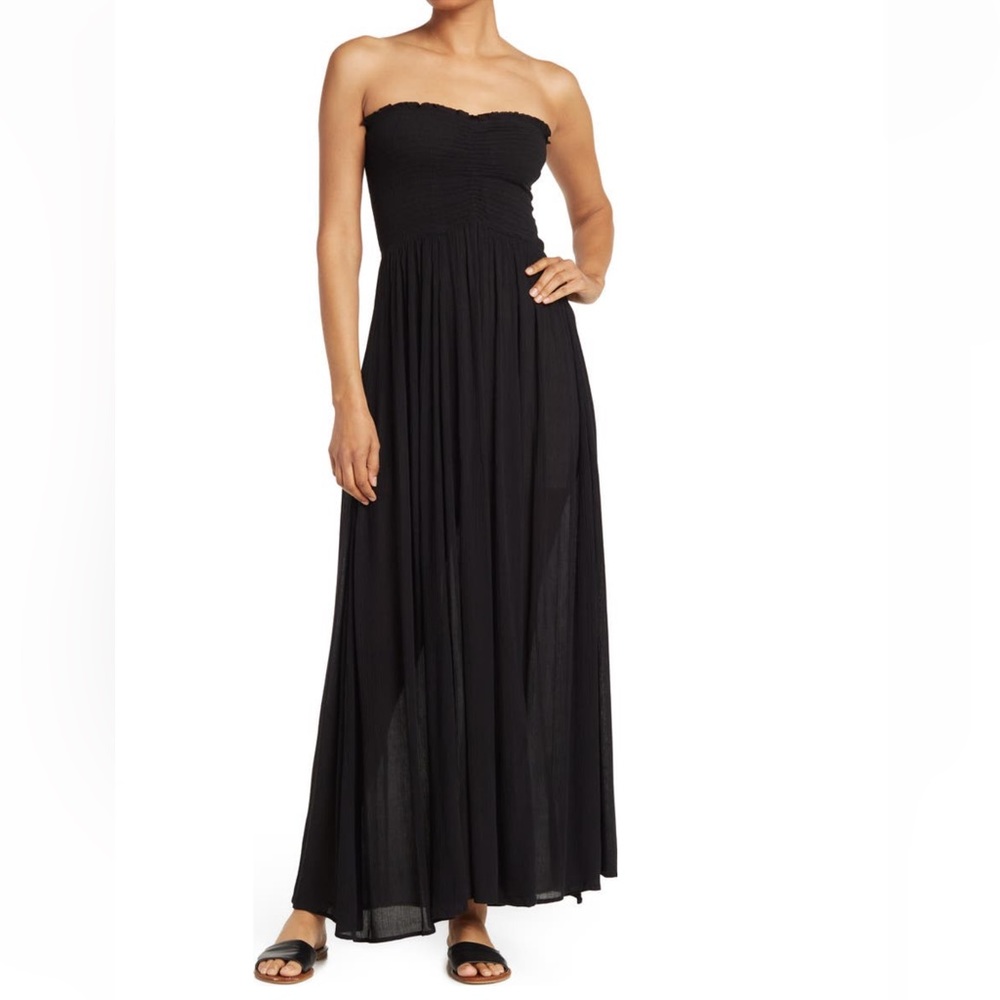 Elan Strapless Smocked Cover-Up Maxi Dress